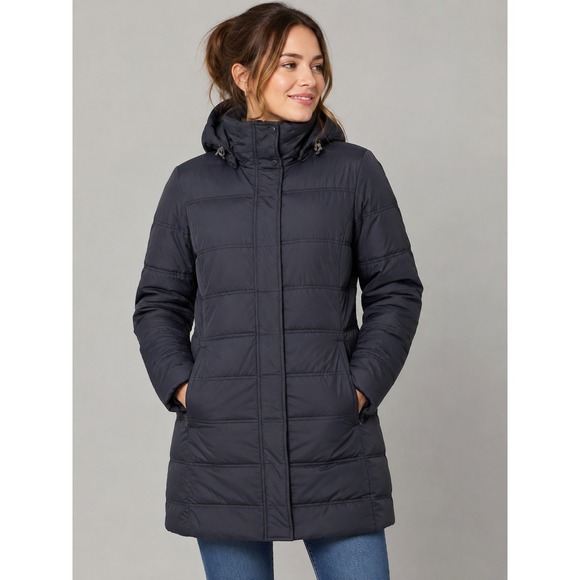 Lands' End Jackets & Blazers - Lands' End Puffer Jacket Women XS Black Hooded Down Fill Quilted Parka Coat